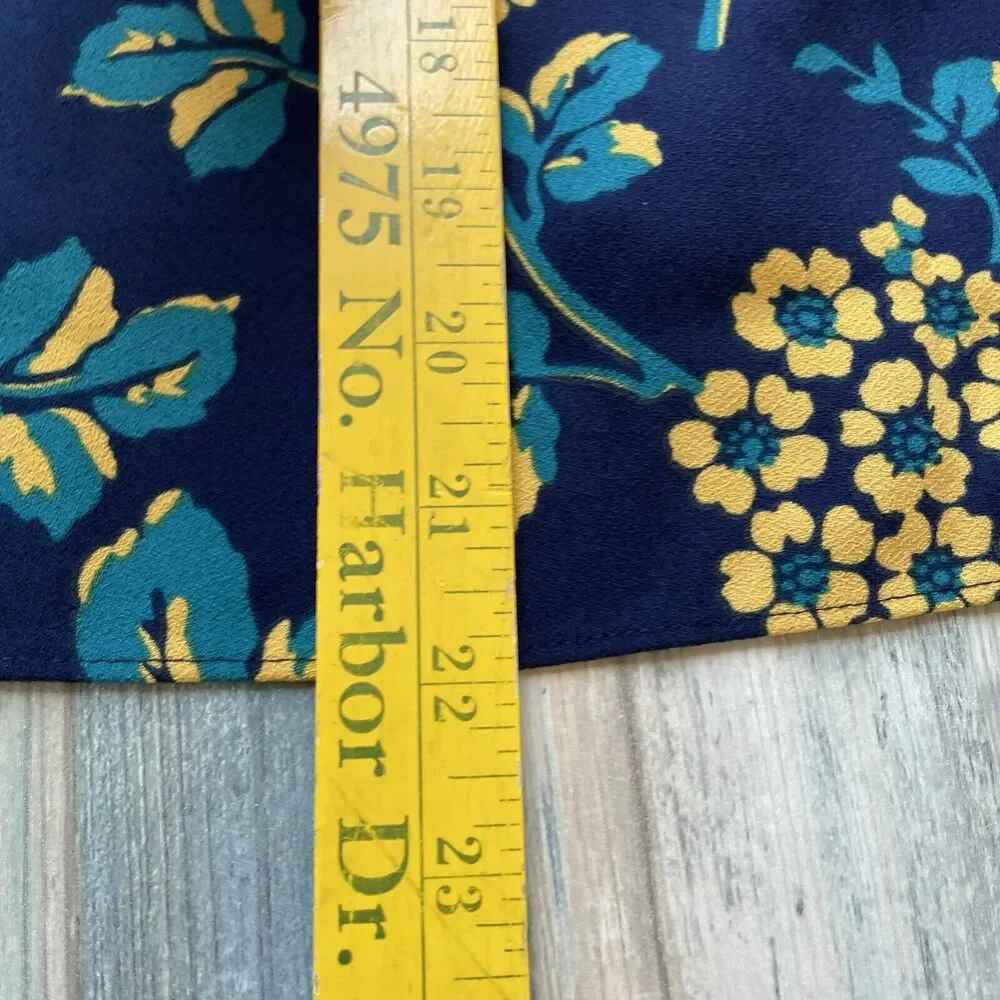 J Crew‎ Womens Floral Wrap Top Size XSmall Blue Long Sleeve Tie Waist